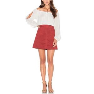 Serina Faux Suede Skirt in Brooklyn Brick